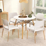 1 Artiss Dining Table and 4 Chairs Set Round White DSET-DSW100-086-WHX4