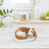 Realistic Sleeping Cat Toy Breathing Cat Stuffed Animal Doll with Mat Plush Toys for Children Home V1294-YM0714-10332432