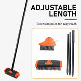 3-In-1 Weeding Brush with Adjustable Extension Pole, Heavy Duty Garden Cleaning Tool Set for Patio, V1192-AZ-W-30123