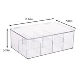 Plastic Tea Bag Divided Storage Organizer Container Box with Hinge Lid for Kitchen V1369-AZ3-W-21094