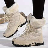 Women's long-sleeve snow boots, winter, fleece-lined, warm, outdoor, snow, sports shoes, minus V1102-M-DRESS-QASZ-785221-KHAK-6AU6EU37