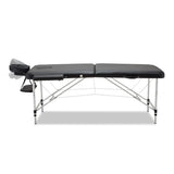Zenses Massage Table 75cm Portable 2 Fold Aluminium Beauty Bed Black MT-ALUM-2FOLD-BK-75