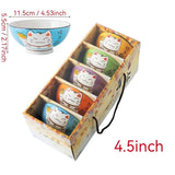 Lucky Cat Ceramic Bowl Set 4-Piece Maneki-Neko Gift Box V1347-DSZ-001-123