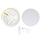 LED Ceiling Light Iron Wood PC Dimmable Round Flush Mount Modern Ceiling Light Fixture with APP V1294-YM0901-3119240148311