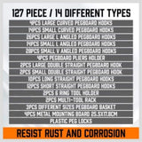 127Pc Pegboard Hooks Set Storage Baskets Organizer Hanger Inc. 4 Small Peg Board V465-97790