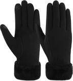 Warm women's winter gloves with thermal fleece text Black M V1259-DP01-A-1574