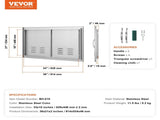 BBQ Access Door, 914x534 mm Double Outdoor Kitchen Door, Stainless Steel Flush Mount Door, Wall V952-SMMBSCJMYS36I3IIAV0