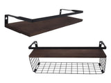 2 Set Wall Mounted Storage Shelves Bathroom Metal Wire Rustic Floating Shelf for Kitchen Office V1294-YM0703-3117230092811