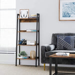 VASAGLE Ladder Shelf 4-Tier Home Office Bookshelf Metal Frame Industrial Rustic Brown and Black V227-9101402108471