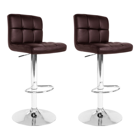 Artiss 2x Bar Stools Leather Gas Lift Brown BA-TW-NEW1055-CHOCX2