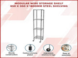 Modular Wire Storage 35x35cm Steel Shelving Chrome With Wheels For Garage Warehouse Or Kitchen V63-841491