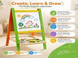 CARLA HOME Kids Art Easel, Double-Sided Chalkboard Whiteboard, Multicolour V178-36542