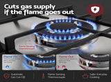 Devanti 59cm Gas Cooktop 3 Burner Knob Control Stainless Steel Hob Silver CT-GAS-3B-SS