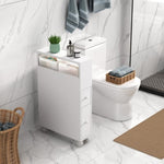 Removable Bathroom Side Cabinet Toilet Caddy with Storage Drawers- White V264-TAB-706C-WHE-NA-1