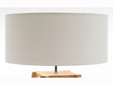 Eiffel 3 Tier Natural Wood Floor Lamp w/ Storage Shelves Off White Linen Shade V563-75173
