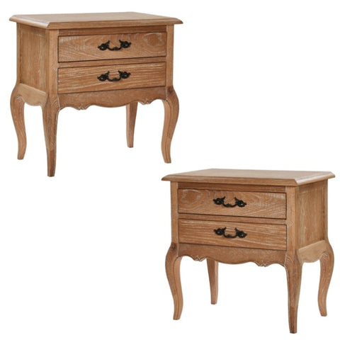 Bali 2pc Set Bedside 2 Drawers Tables Storage Cabinet Shelf Side End Table Oak V315-VHNB-ESTE-03-2PC-KIT