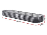 Green Fingers 4 Pcs Raised Garden Bed Kit Oval Galvanized Steel Planter Boxes 320x80x42cm, Heavy GARDEN-OVAL-3208042X4