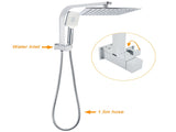 WELS Dual Square Shower Head 3 Mode Handheld Diverter Wall Arm 10" Rain Set V1233-HS002M4CSS1001A702
