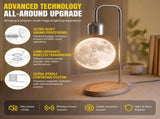 Levitating Moon Lamp with 15W Wireless Charger 3D Printed Lunar Sphere, Real Wood Base, 3 Ambient V1341-ZY-U67UZGBL-TOPSELLER3COLORCOL