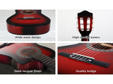 Alpha 34 Inch Classical Guitar Wooden Body Nylon String Beginner Kids Gift Red GUITAR-D-34-RED