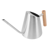 Watering Can with Long Spout Rustproof Stainless Steel Watering Pot with Wooden Handle for Garden V1294-YM0703-3111230098013
