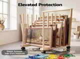 Artiss Wooden Art Drying & Canvas Storage Rack with Caster Wheels for Studio,Galleries,Classroom ASR-ADJ-6H-LW
