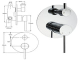 OZ Chrome Round Stainless Steel Shower Mixer 2 Way Switch Diverter For Bath Set V1233-KRD202CR