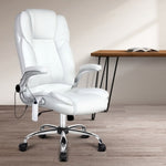 Artiss 8 Point Massage Office Chair PU Leather White MOC-1223-WH