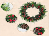 2 PCS 13 Inch Christmas Wreaths Sets for Doors Cabinets, Christmas Green Pine Wreath with Red V1258-DP02-C-2709
