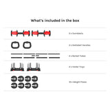 CORTEX Revolock V2 48kg Pair Set Adjustable Steel Dumbbell Barbell Kettlebell All-in-One V420-CSDB-DBRV224-2