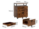Levede Mobile File Cabinet 3 Drawers Home Office Desk HO0606-BR