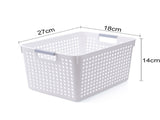 24x Premium Plastic Storage Basket Bulk w/ Grip Handles 27*18*14cm V563-PS2718-1BOX