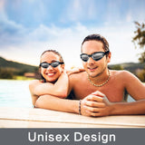 Black Swim Goggles Set with Cap, Nose Clip, Earplugs & Case Anti-Fog UV Protection for Men & Women V1107-BLACK SWIM GOGGLES SET