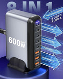 600W GaN 8 Ports Fast Charging Station USB&Type-C for iPhone, Laptops, MacBook V201-GAN0600BL8AU