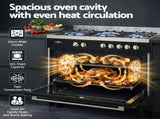 Devanti 90cm Dual Fuel Cooker Gas Cooktop Electric Oven 5 Burner FDO-GAS-5B-BK