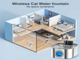 3.2L Large Capacity Stainless Steel Pet Water Fountain 4200mAh Rechargeable Battery Automatic V1265-CWHL-04