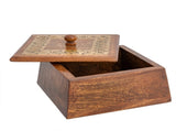 Tapered Mango Wood Box W Metal Pressed Inlay 10cm V637-59088BOX