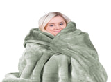 Laura Hill 600-GSM Mink Blanket Queen Size Double-Sided Soft Plush Bed Faux Throw Rug Wine Sage MINK-SG
