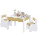 3-Piece Kids Table and Chairs Set in White with Storage, 60x60x48cm V178-59315