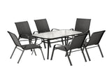 Gardeon 7PC Outdoor Dining Set Table and Chairs Patio Furniture Bistro Set Garden Black FF-DINING-140-7PCS-BK