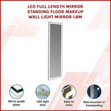 LED Full Length Mirror Standing Floor Makeup Wall Light Mirror 1.6M V63-833711