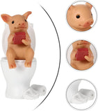 Cabilock Mini Resin Cute Pig Figurines Texting On Toilet Statue, Miniature Piggy Sculpture, Garden V1188-ZC-LHJ-32