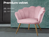 Artiss Armchair Velvet Dining Nursing Lounge Chair Metal Legs Pink UPHO-5002-VEL-PK