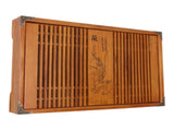Kungfu Tea Tray Chinese Gongfu Tea Tray Drainage Water Storage Wood Tea Table with Drain Pipe Yellow V1294-YM0703-3118230040211