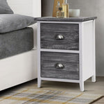 Artiss Bedside Table 2 Drawers Vintage X2 - THYME Grey ST-CAB-2D-VIN-GYX2