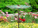 Garden Bird Bath, Large Outdoor Water Bowl, Iron Construction, 77 Cm Tall, Adjustable Height, Leaf V1366-AZ2-W-27720