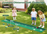 Keezi Kids Golf Putting Game Set with Golf Club, Putting Mat, 12 Balls, 3 Target Holes, Indoor KGS-D12-GR