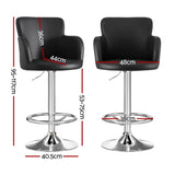Artiss 2x Leather Bar Stools Swivel Adjustable Gas Lift PU Counter Chairs Black BA-K-7200-BKX2