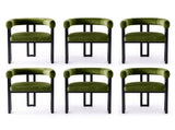 Artiss Dining Chairs Set of 6 Velvet Upholstered Barrel Chairs with Curved Armrests & Back Green UPHO-C-DIN-2553-GNX6