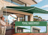 Instahut Retractable Folding Arm Awning Manual Sunshade 5Mx3M Dark Green AWN-B-ARM-50X30-DKGN